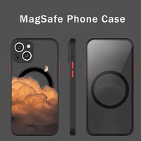 super magnetic magsafe retro mountain sunrise design phone case for iphone 13 12 pro max mini cloud design