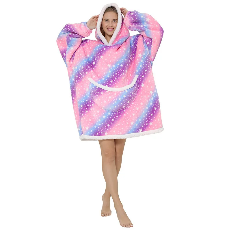 

Wearable Blanket Fleece Hoodie Blanket Sweatshirt for Women Men Adults Giant Huge Cozy Sherpa Hooded Blanket with Sleeves
