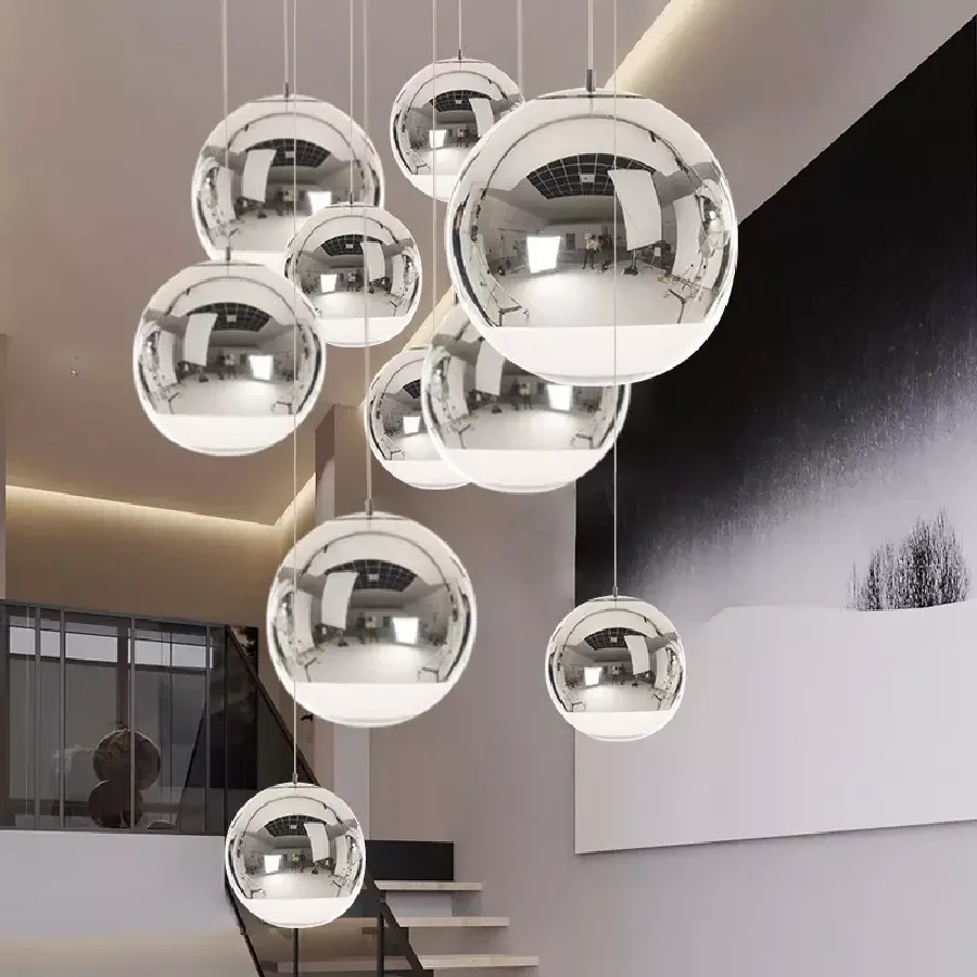 

Gold Chrome Pendant Light mirrored Glass Pendant Light for Loft Restaurant suspension luminaire Bar indoor bedside hanging light