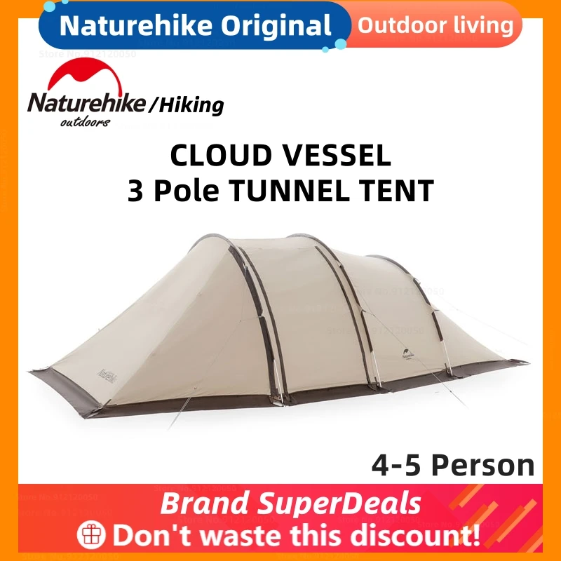 Naturehike SALE Camping Tunnel Tent Big Front Hall Lobby Family Outdoor Large Tent Outdoor Cinema With Screen Sunproof Glamping