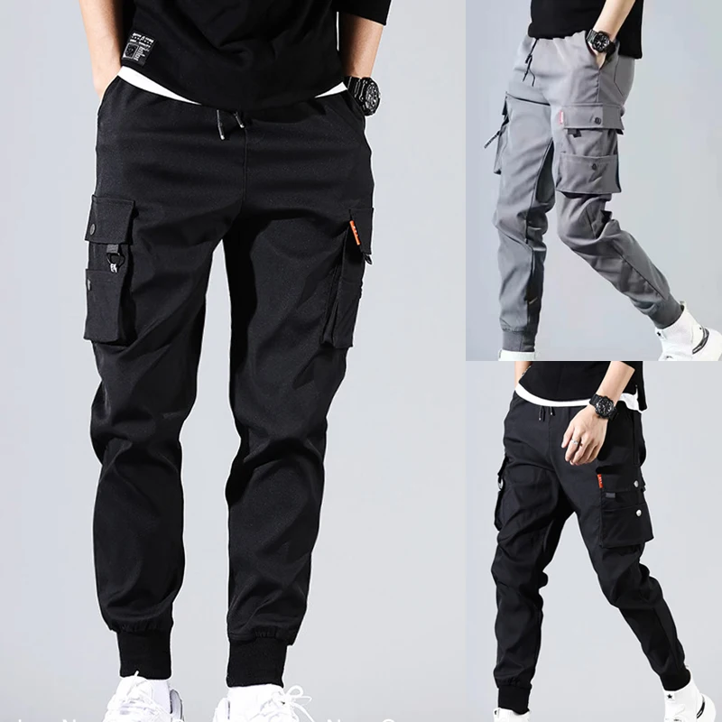 

Harajuku Thin Ankle-Length Cargo Trousers Sportswear Boys Joggers Summer Men's Harem Pants Tie Feet Overalls Fahion Male Clothes