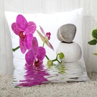 custom pillow cases stone and flower square pillowcase christmas zippered pillow cover 4545cm