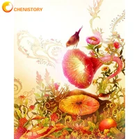 chenistory oil painting by number scenery with frame on canvas acrylic paint coloring by number flower adults kit home decor art