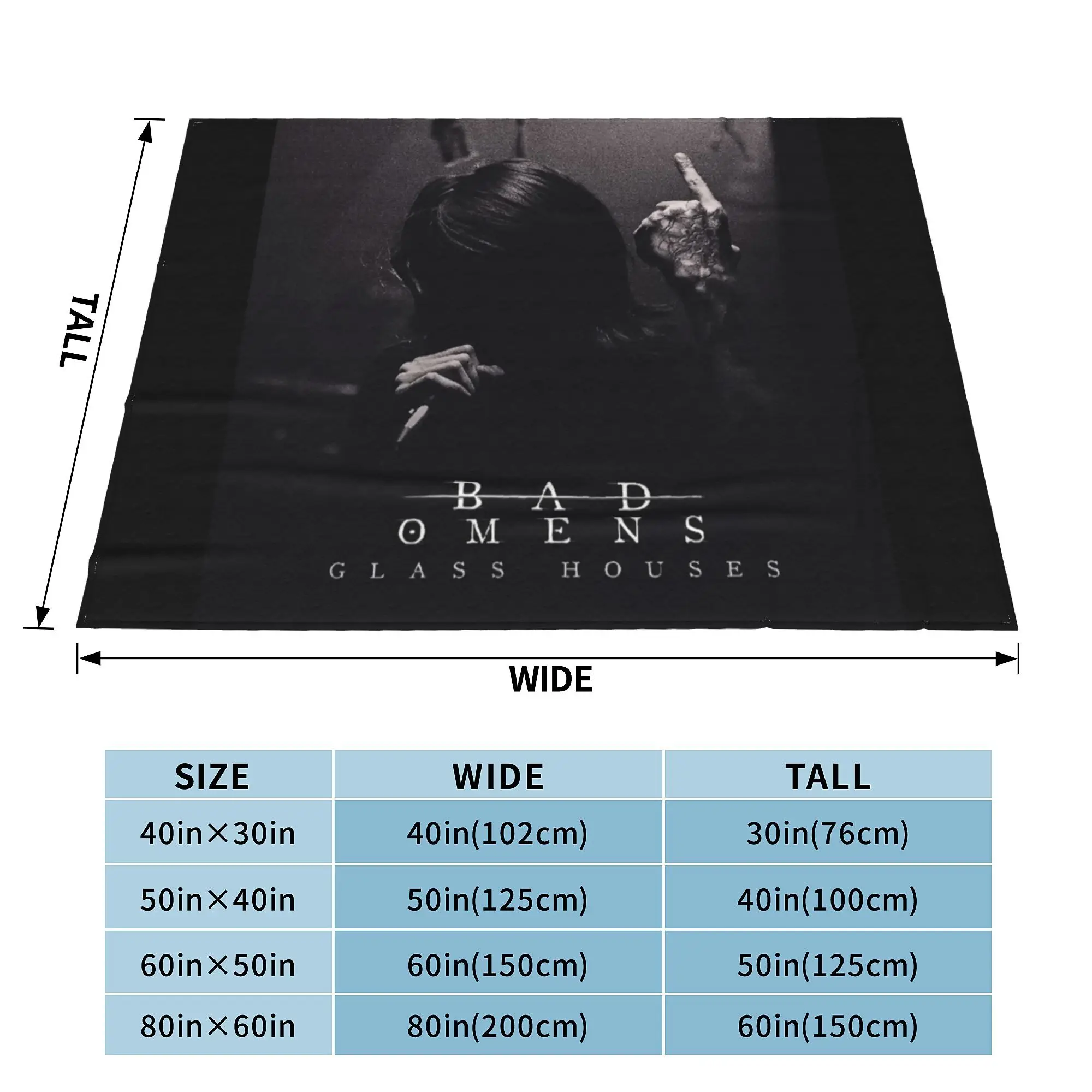 Фланелевое одеяло Bad Omens со стеклянными домиками рок-группа забавное для кровати