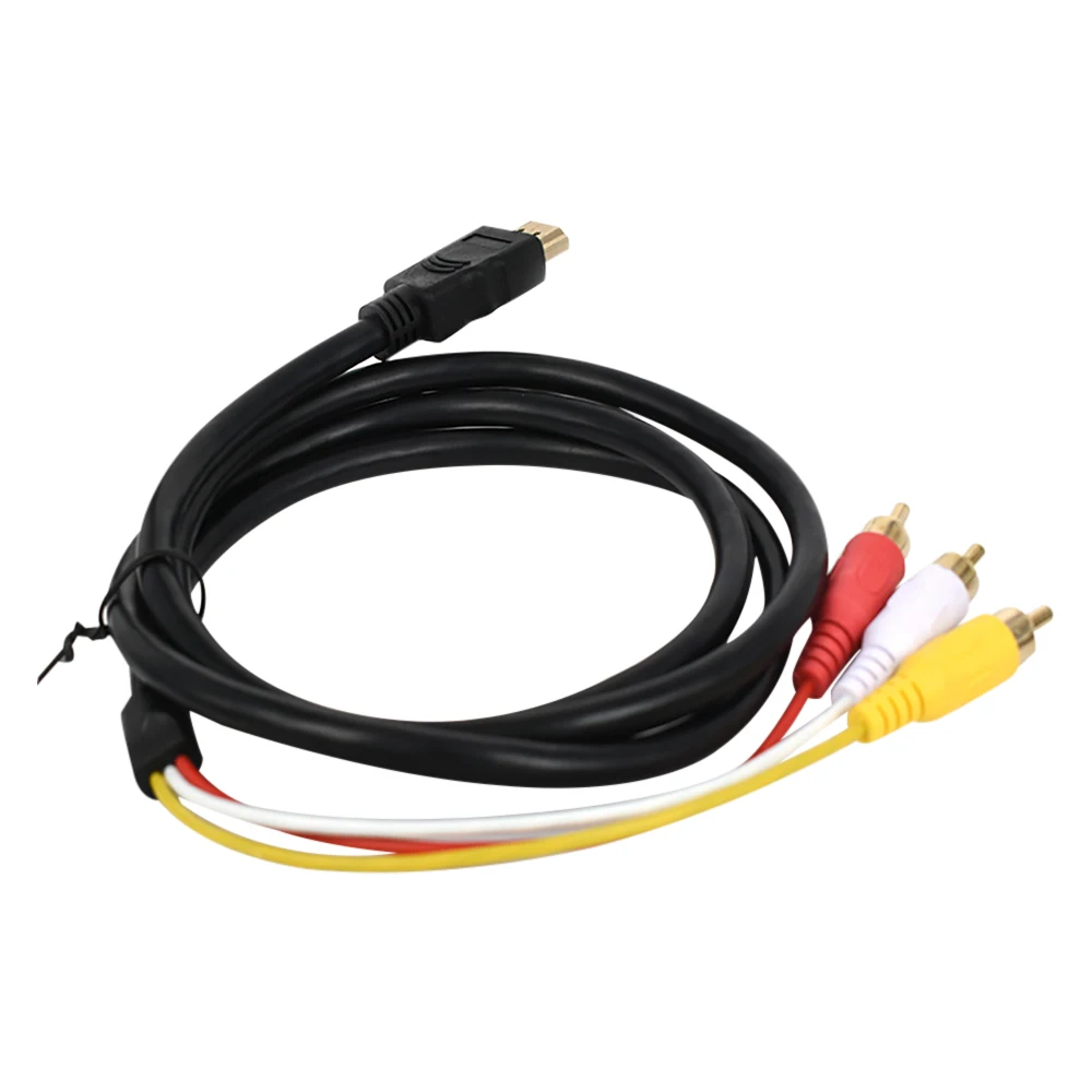 Фото Черный HDMI-совместимый кабель 3RCA AV-кабель HD Аудио-видео провод 3RCA Красный Желтый Белый Линия для телеприставки ТВ Видеокабель №2
