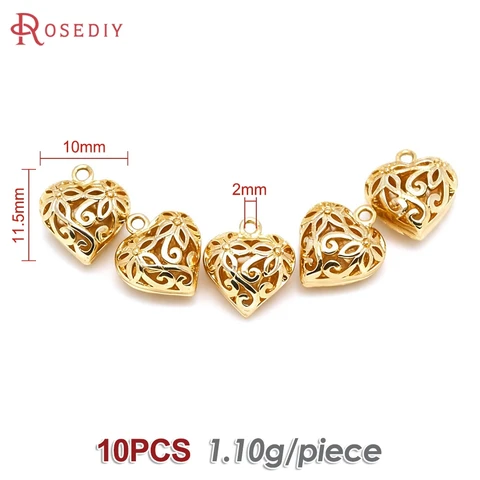 Сердечки из латуни Rosediy, золотистого цвета
