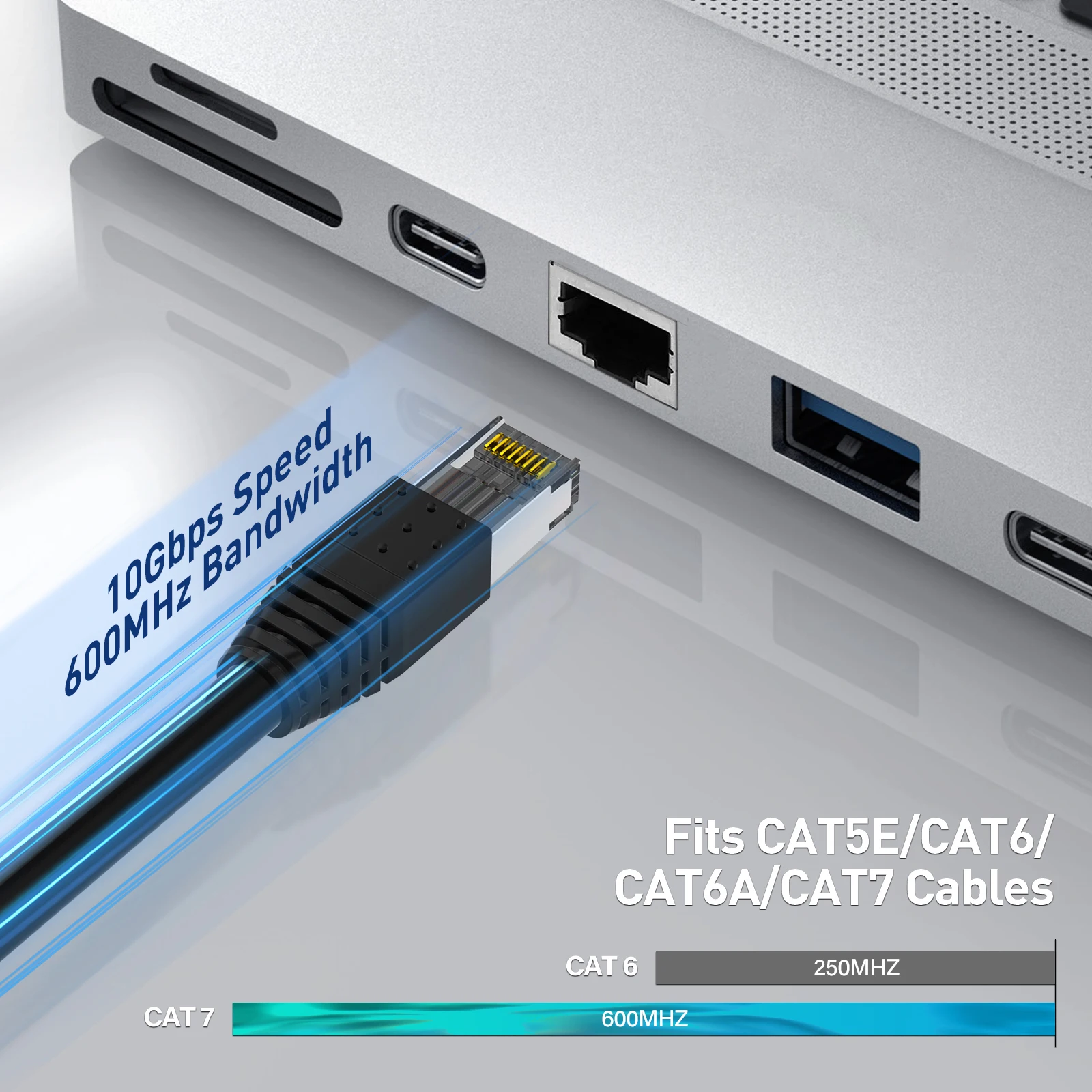 Фото Разъем Natalink CAT6A CAT7 RJ45, сквозной экранированный 3-контактный позолоченный модульный сетевой штекер с ботинками для снятия натяжения, черный цвет №3