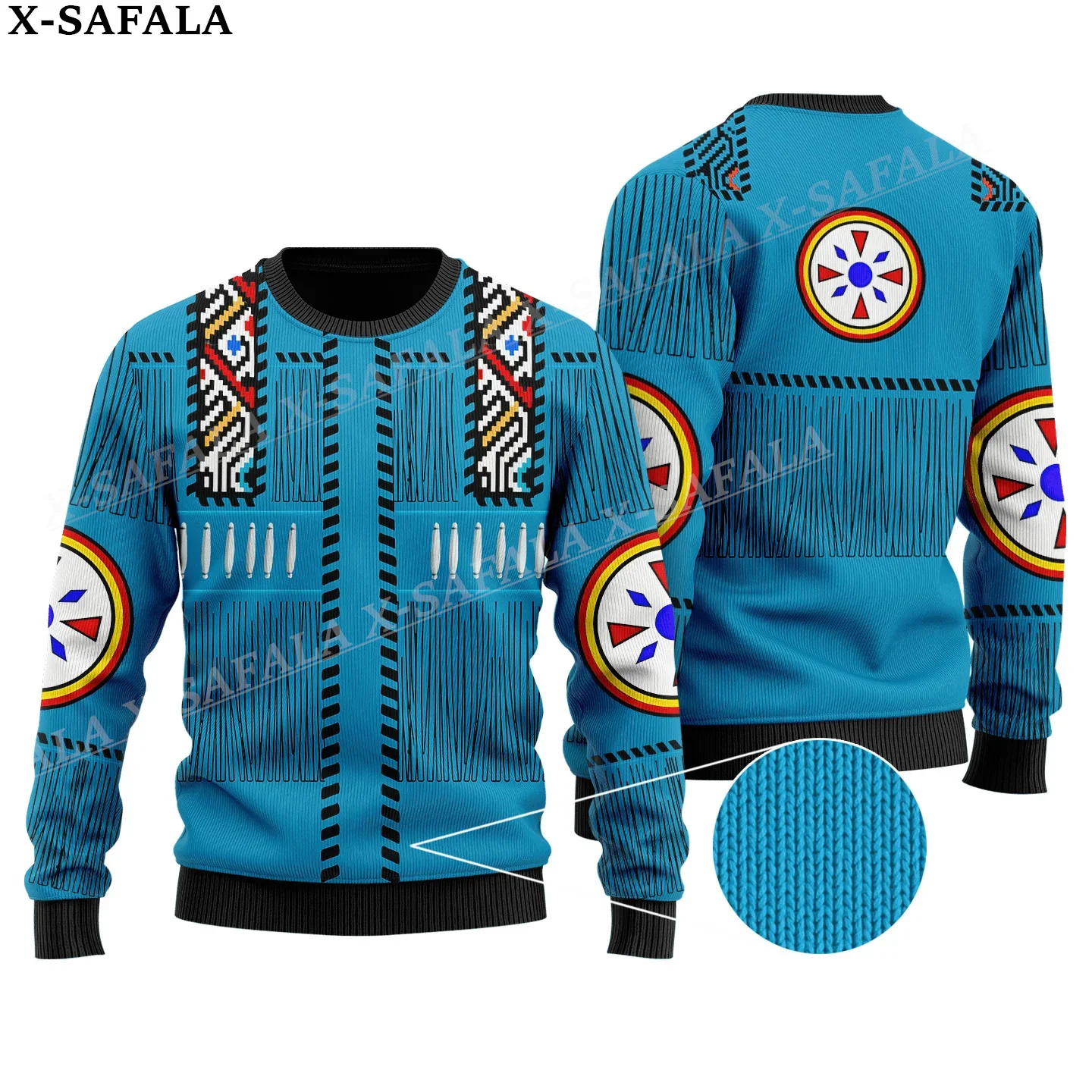 Свитер унисекс с рисунком родного волка и перьев праздничный джемпер для пар