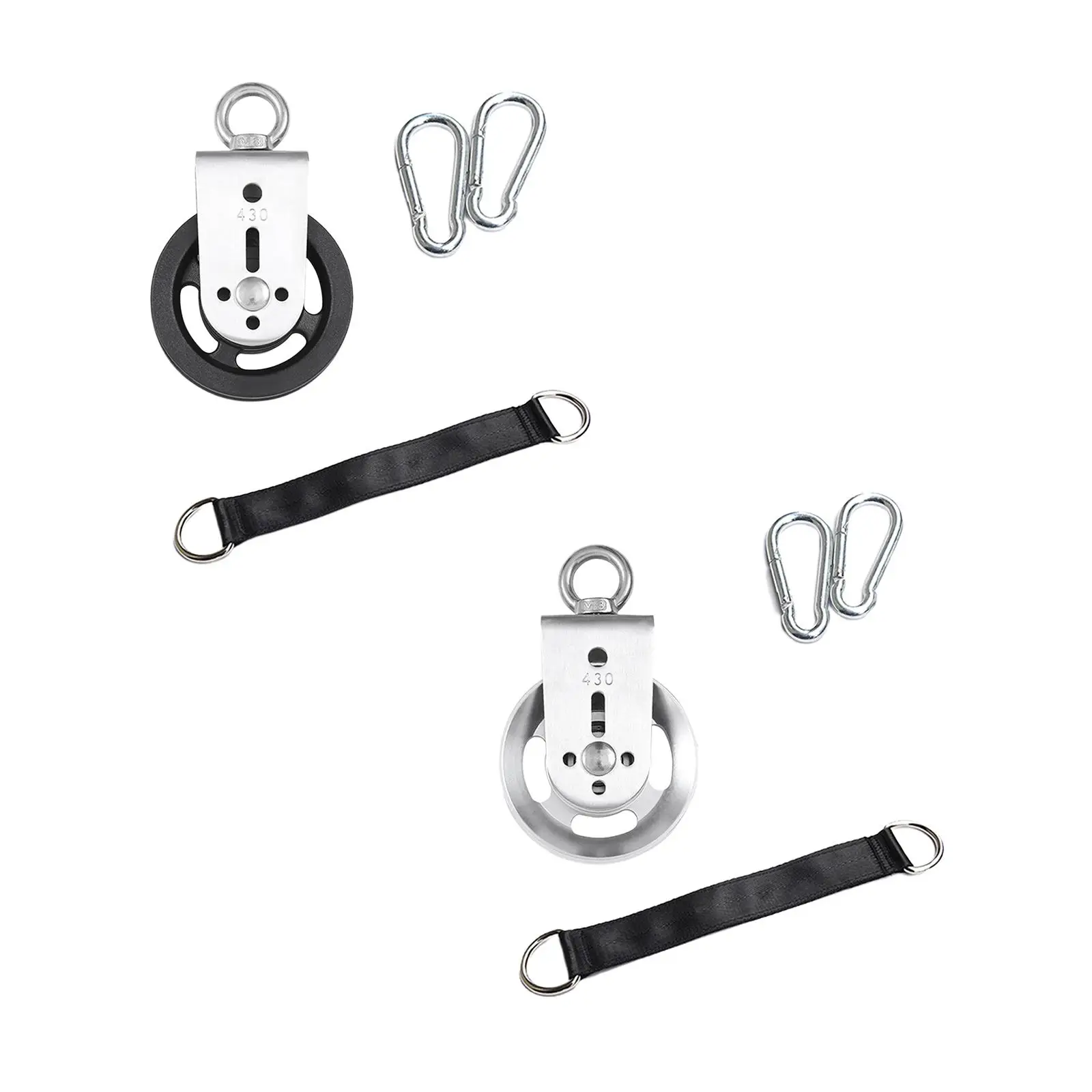 

Pulley Wheel with Swing Strap, Carabiner Lightweight Lifting Pulley System for Gym Cable Machines Workout Crane Traction