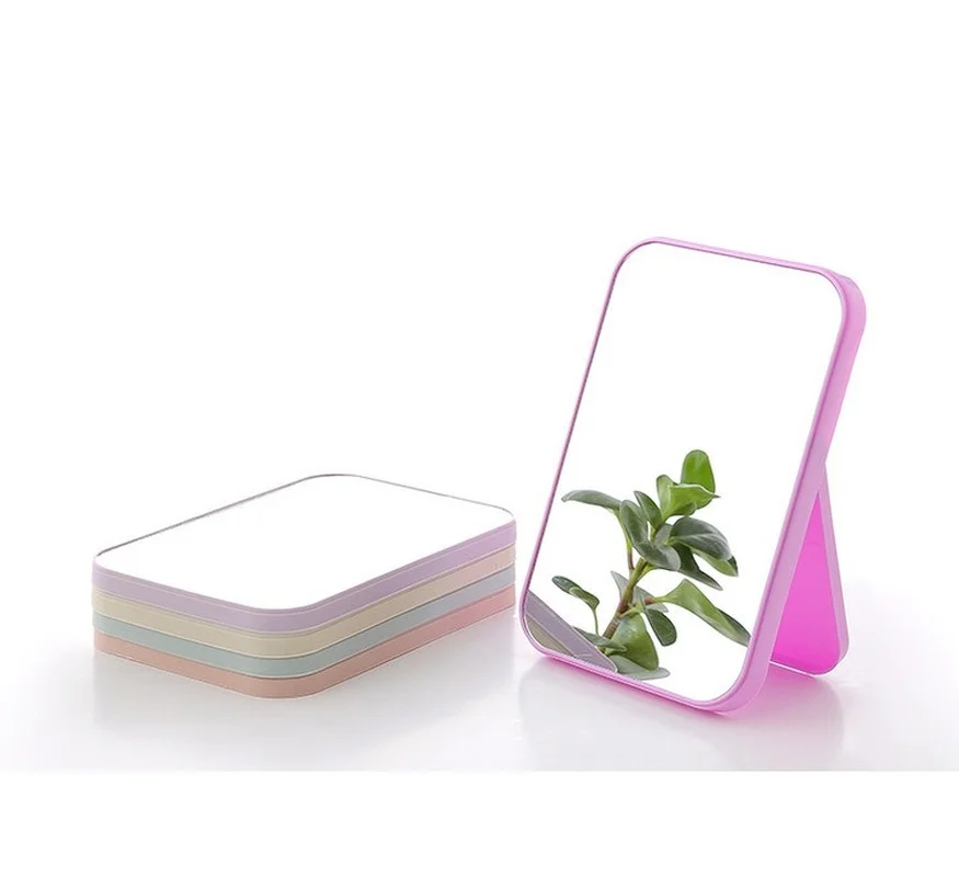 

HD Single-sided Makeup Mirror Desktop Plastic Colorful Vanity Mirror Foldable Portable Square Princess Mirror