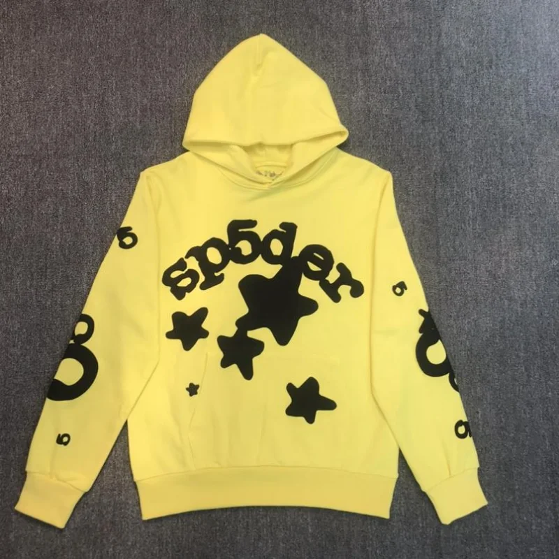 

Top Version Black Star Letter Print Sp5der 555555 Web Hoodie Men Women EU Size 100% Cotton Sp5der 555 Pullover Hip Hop