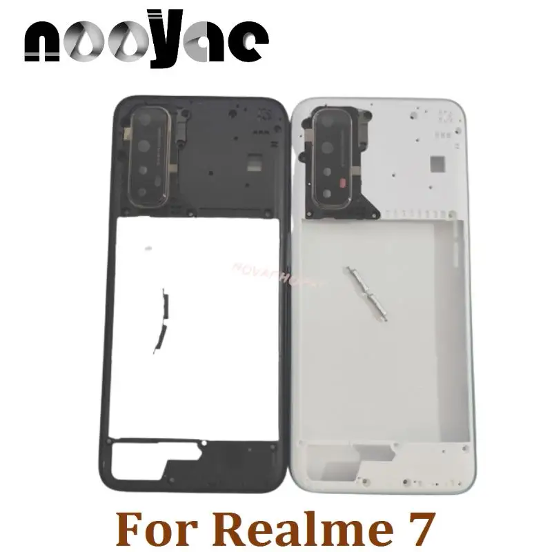 

For Oppo Realme 7 4G Middle Frame Bezel Housing Case With Side Button Camera Glass Lens Frame Holder