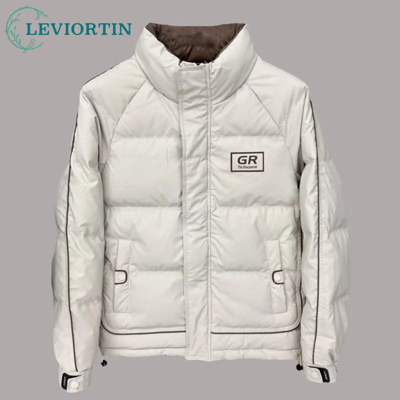 Зимняя куртка на утином пуху для мужчин уличная одежда с буквенным принтом и