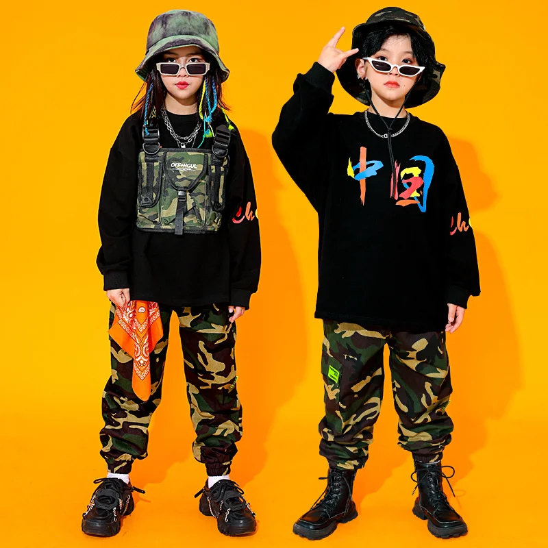 

Детский модный костюм в стиле хип-хоп в национальном стиле для мальчиков камуфляжная одежда для девочек крутая одежда в стиле хип-хоп одежд...