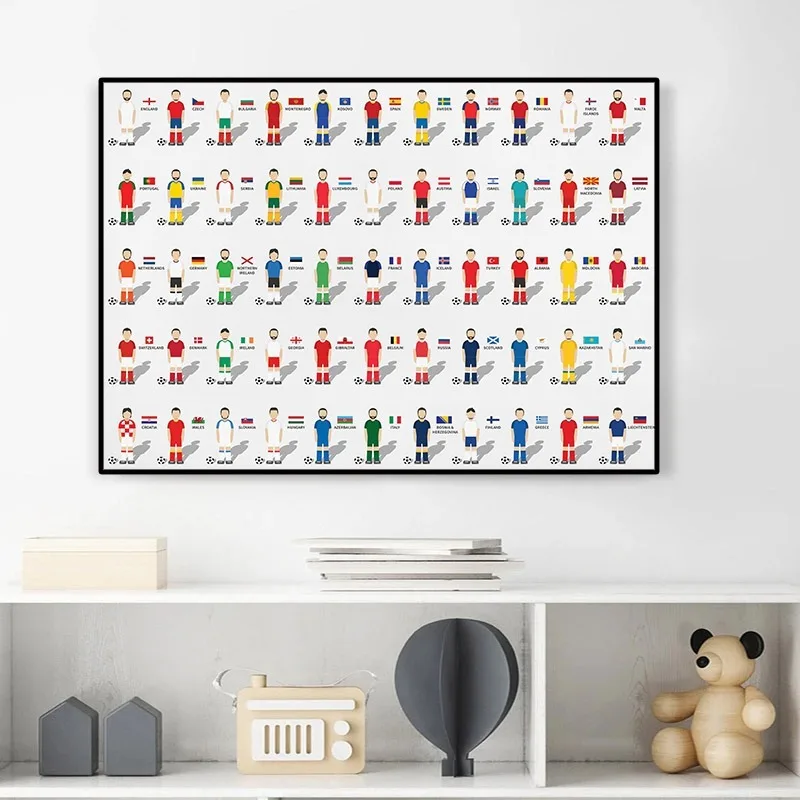 Мировая известная коллекция футбольных игроков постер для футбола флаги