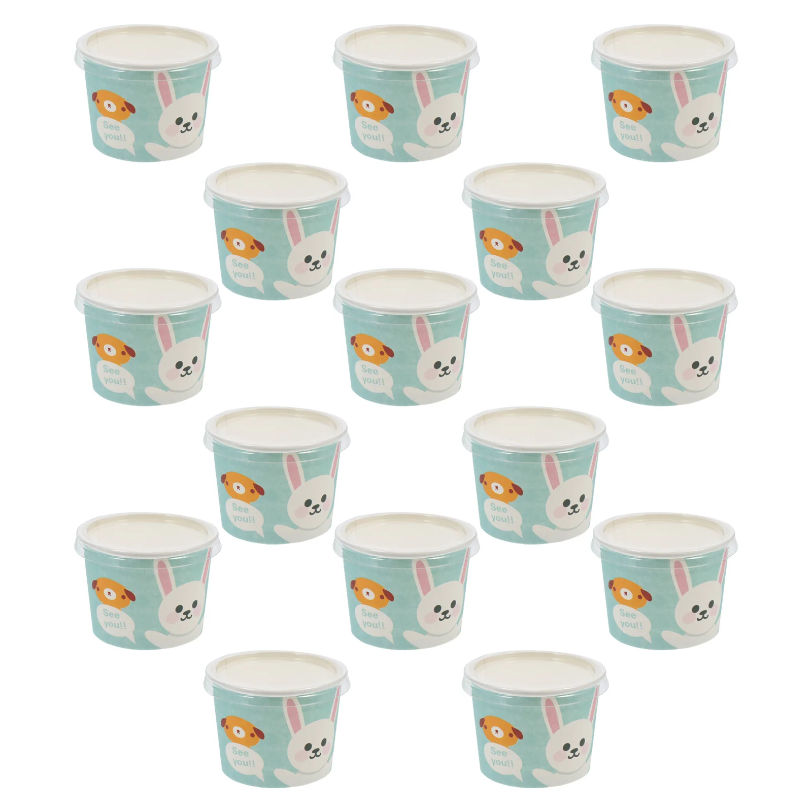 

50 Sets of Disposable Yogurt Bowl Ice Cream Packaging Bowl Lidded Paper Bowls