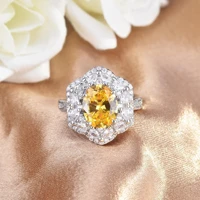 s925 silver sterling yellow topaz ring for women fine anillos de silver 925 jewelry gemstone topaz engagement ring band box