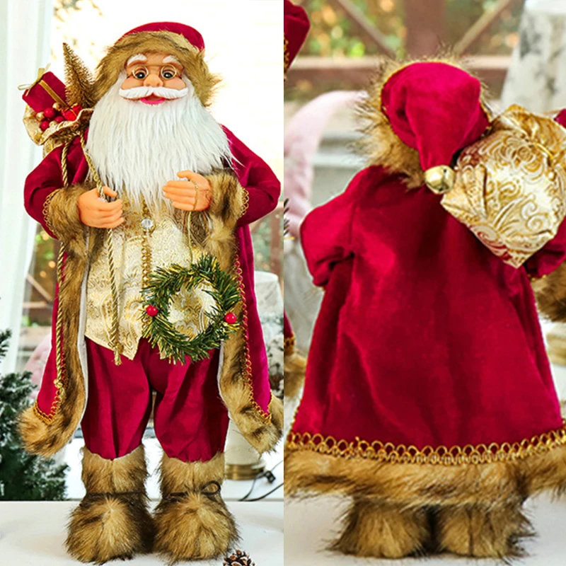 

New Year 2022 Christmas Decorations For Home Height 30cm 45cm Santa Claus Doll Children's Gifts Window Ornaments Navidad