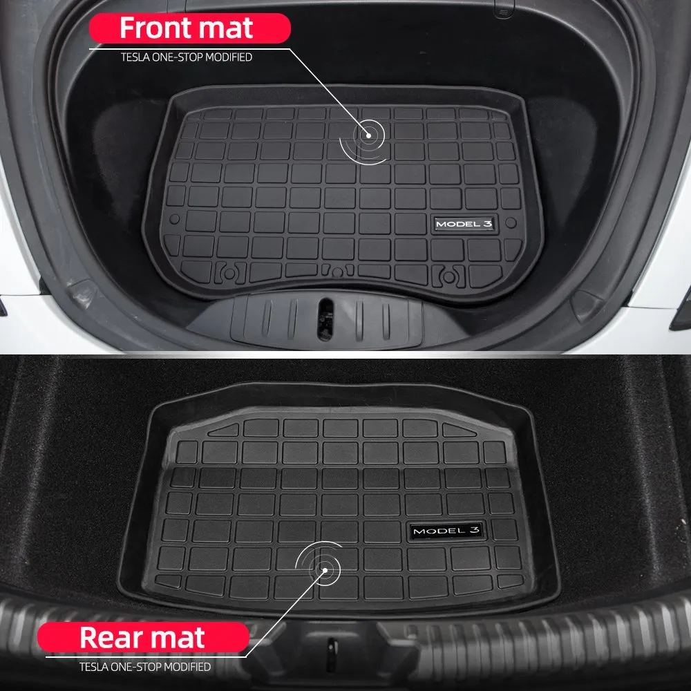 

Tesxey Model3 Car Front Trunk Mat for Tesla Model 3 2021 Accessories TPE Mats Waterproof Wearable Cargo Tray Storage Pad