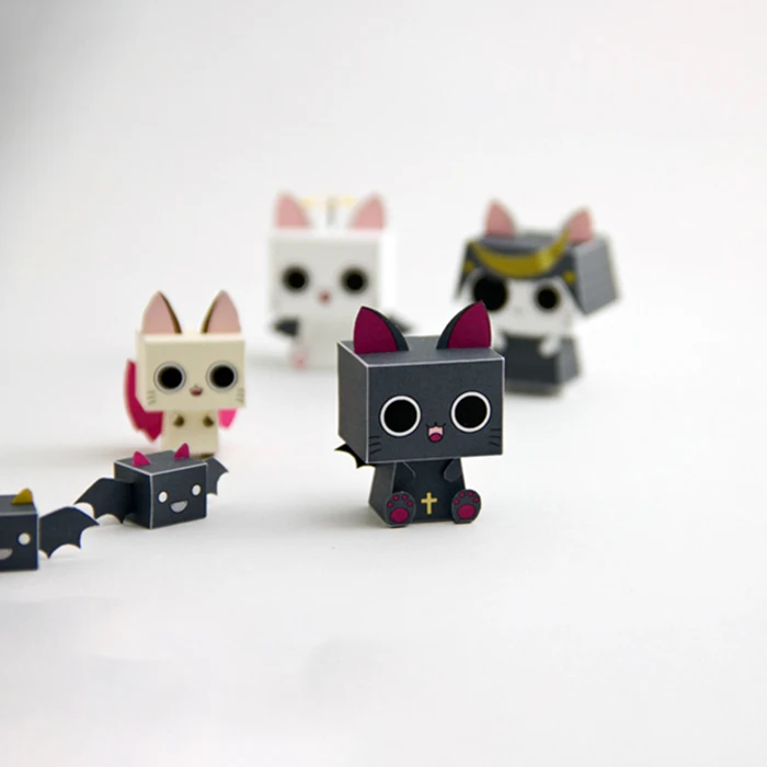 

3 см 6 шт./компл. 3D Бумажная форма для карт модель милого кота животного на Хэллоуин Рождество Домашний декор реквизит для вечерние «сделай са...