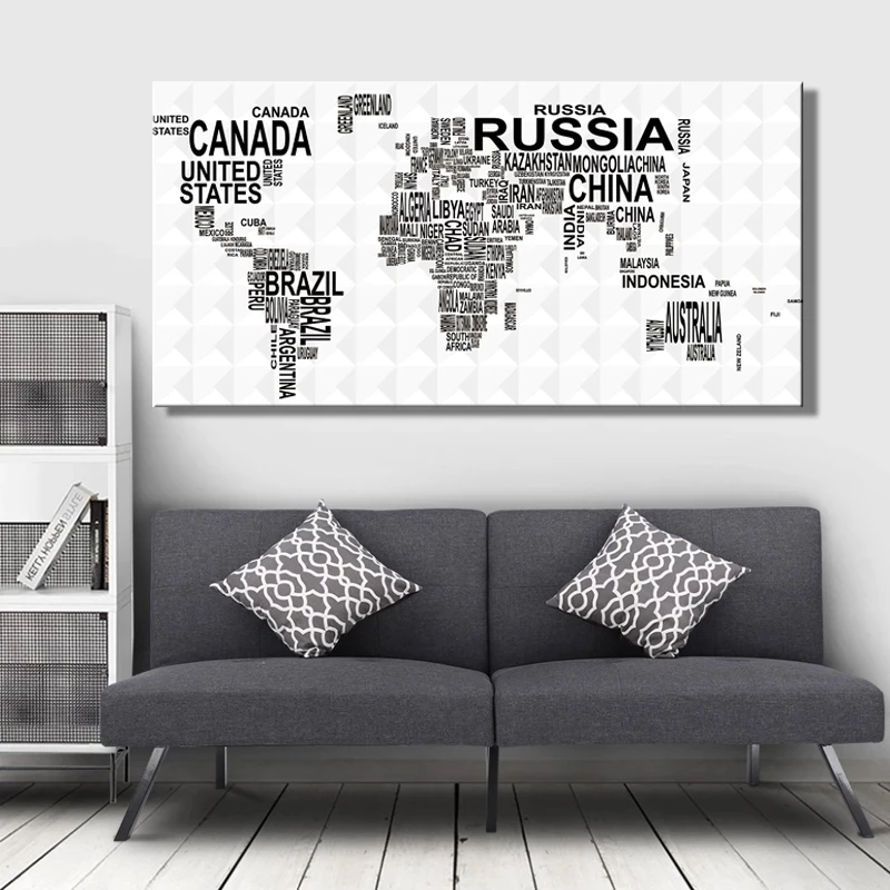 Карта мира по имени декоративные картины плакаты и принты настенная Картина на