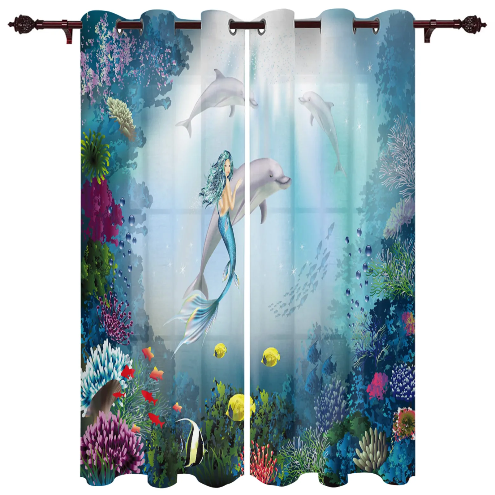 Роскошные морские Подводные Коралловые занавески с изображением русалки и