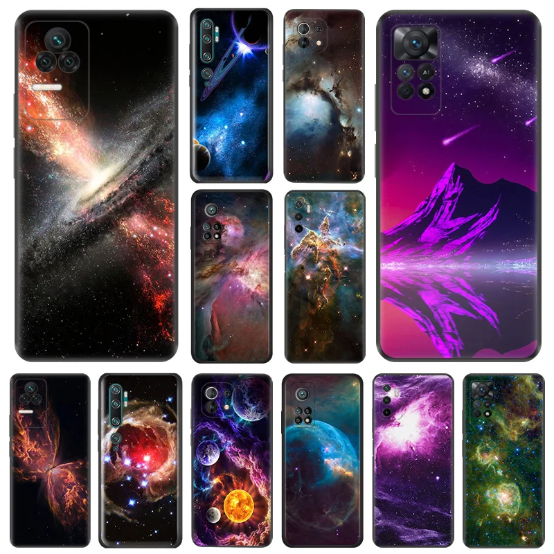 

Soft Phone Cases For Xiaomi 13 Lite12T 12S Ultra 12X 12 A2 Nebula Starry Sky Cosmos Redmi 12C K50 K60 Pro CC9E Black Matte Cover