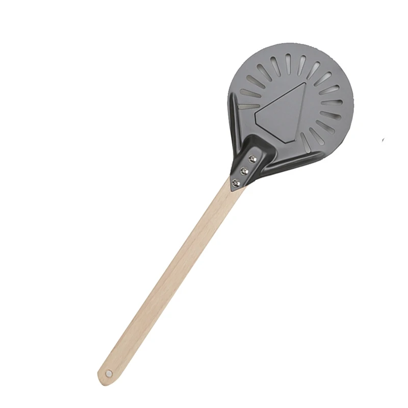

Лопатка для пиццы, нескользящая перфорированная Лопата для пиццы, из алюминия, с деревянной ручкой