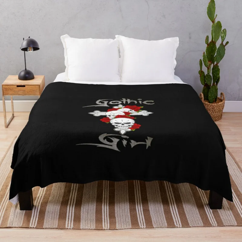 

Gothic girl Throw Blanket Travel Blanket