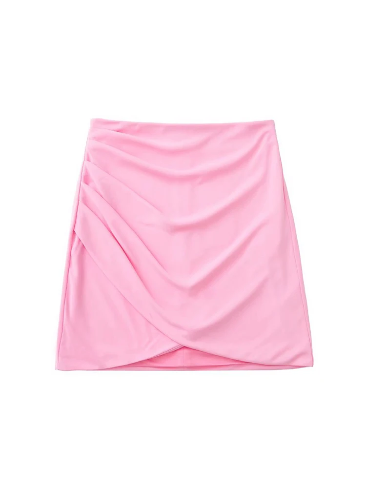 

Женская мини-юбка с завышенной талией, демисезонная драпированная мини-юбка с молнией сзади, 2022