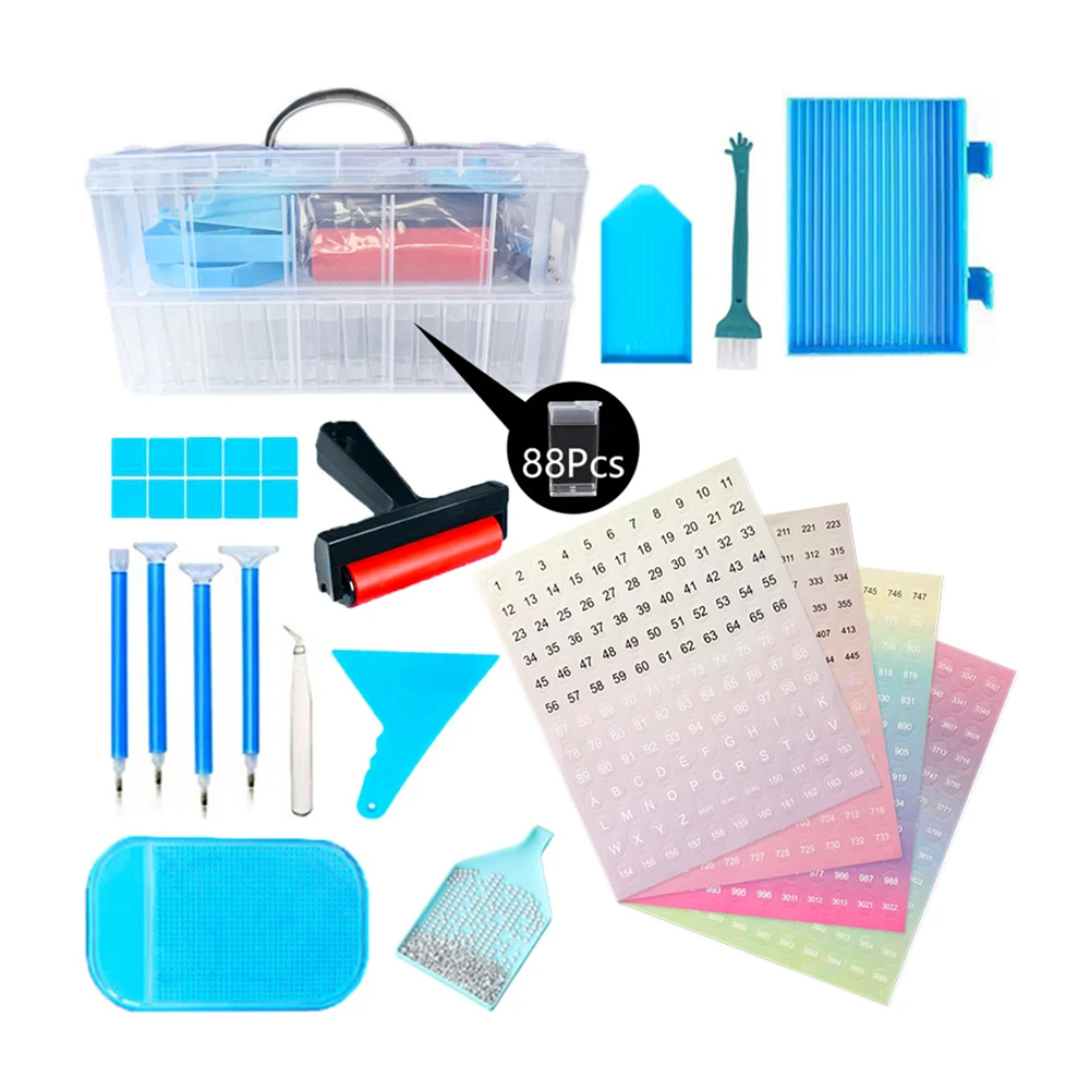 

Embroidered Diamond Wax Storage Containers Painting Beads Box Bead Suitcase Tools Pens Accessories Container Organizer Stickers