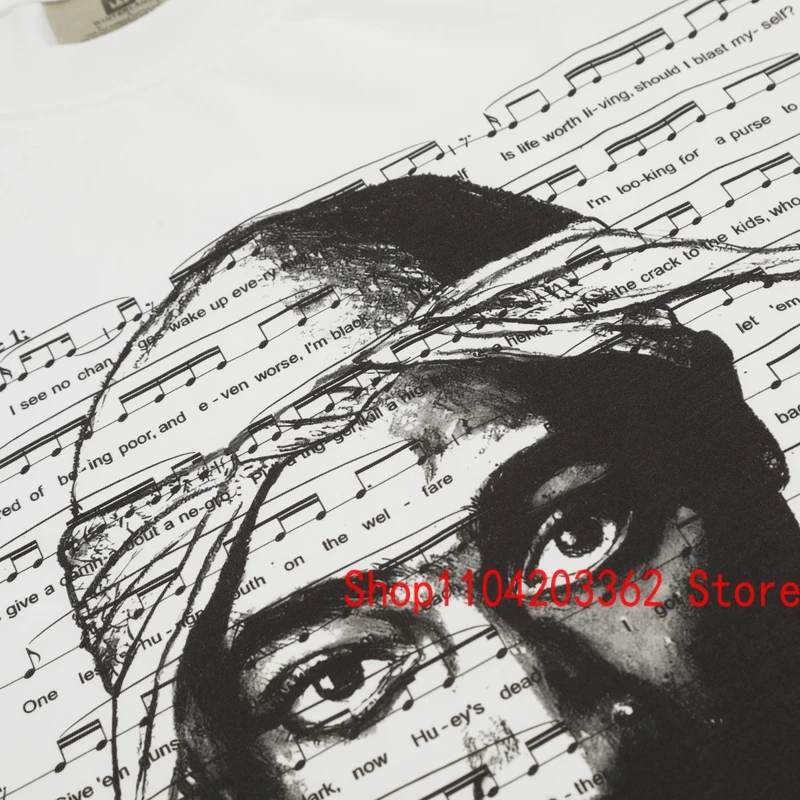 Классические белые футболки с принтом портретной песни футболка 2PAC хлопковая