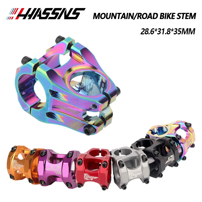 HASSNS Mountain Bike 35mm Stem Mtb able 31.8 Bicycle Bridge 0° Downhill Handlebar Riser Advance Cycling Short Tee Power Throat