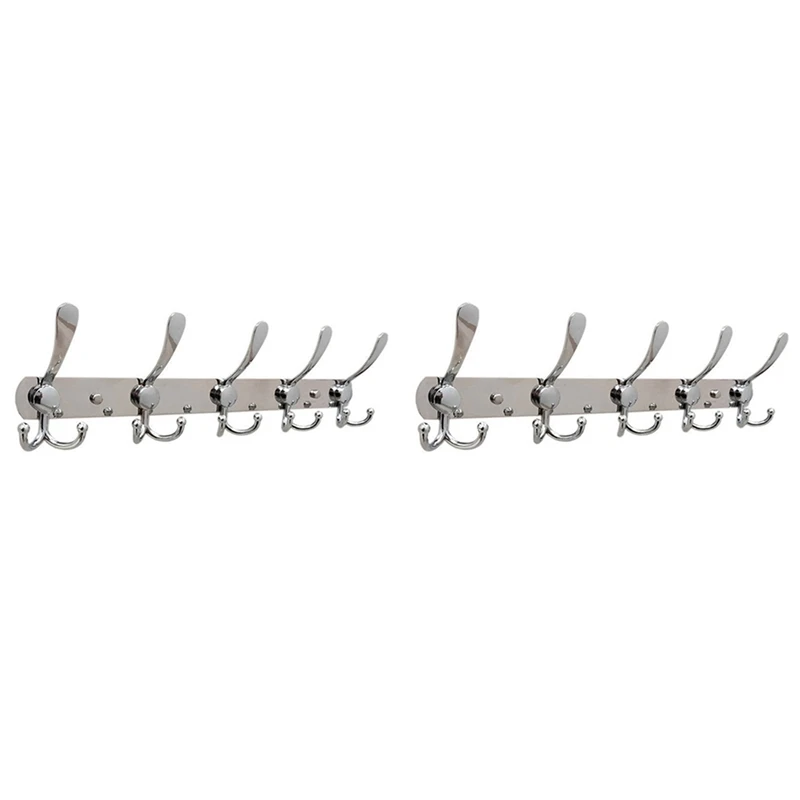 

2X Hooks Wall-Mounted Bathroom Hook Rack Bedroom Coat Hanger Wall Mounted Coat Racks For Coat Hat Towel Bathroom Silver