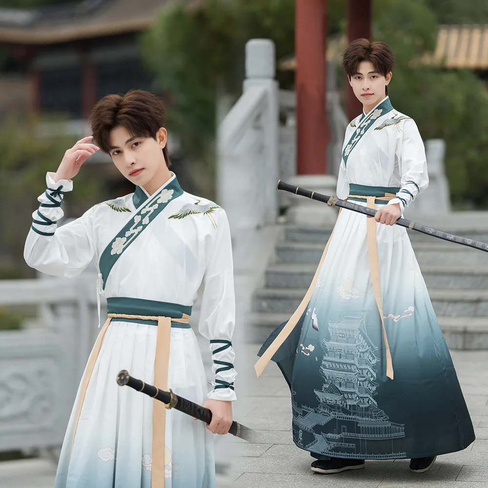 Большой размер 4XL мужская традиционная китайская одежда Hanfu для мужчин древние