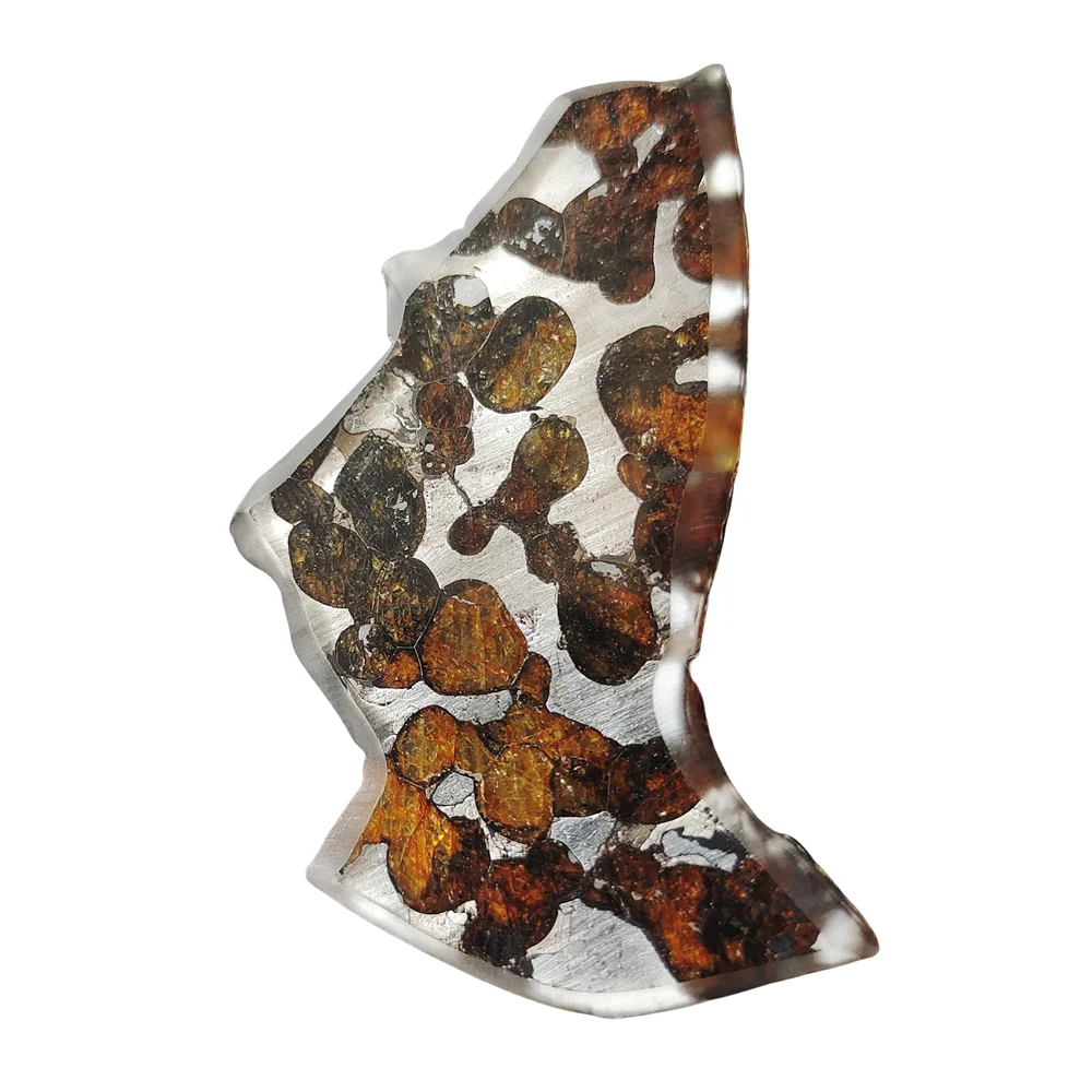 

14,7 г, ломтики оливкового метеорита Seymchan Pallasite, натуральный материал метеорита, коллекция нарезанных ломтиков-QA272