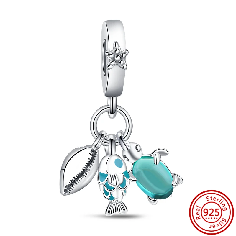 Бусины Pandora из серебра 925 пробы с морскими животными дельфином Осьминогом