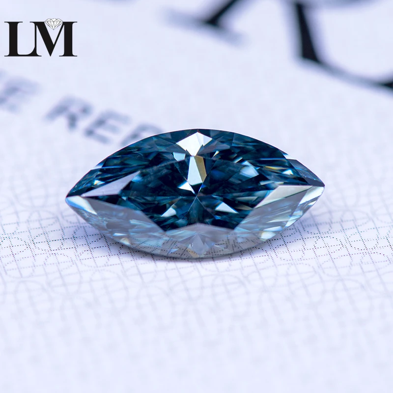 Муассанит драгоценный камень огранка маркизы серый цвет выращенный в