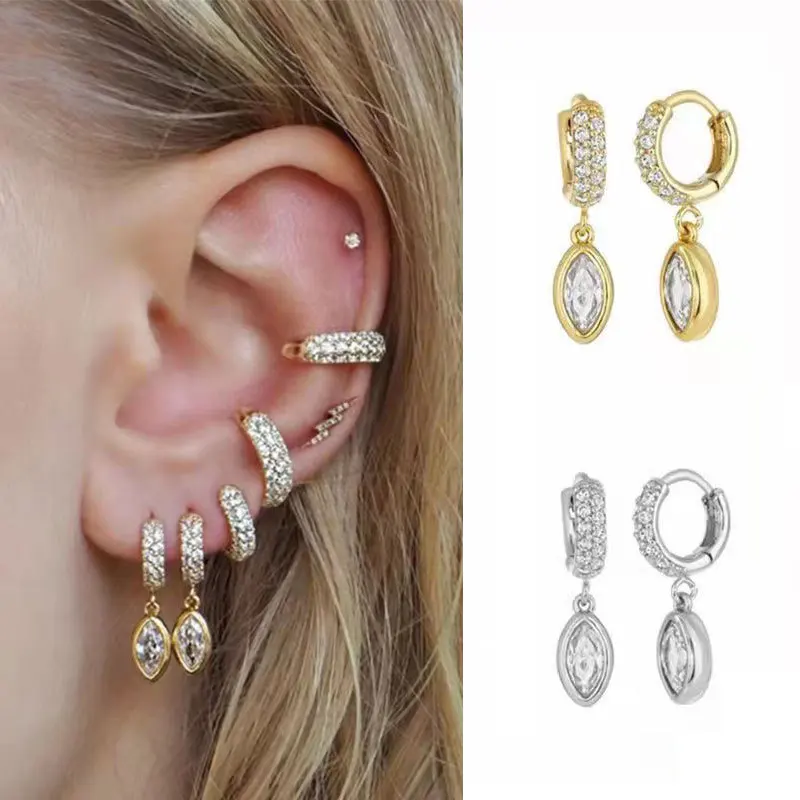 

Модные двухрядные серьги Y2k с бриллиантами, овальные серьги для женщин, серебро 925 пробы, серьги-капельки ювелирные изделия