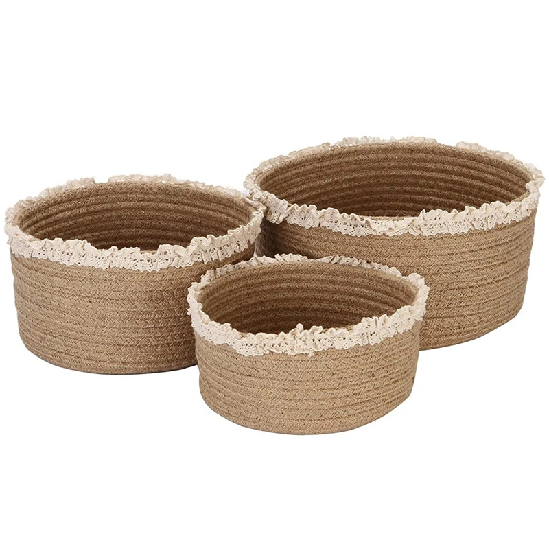 

3 шт., шкатулки из натурального хлопка и льна