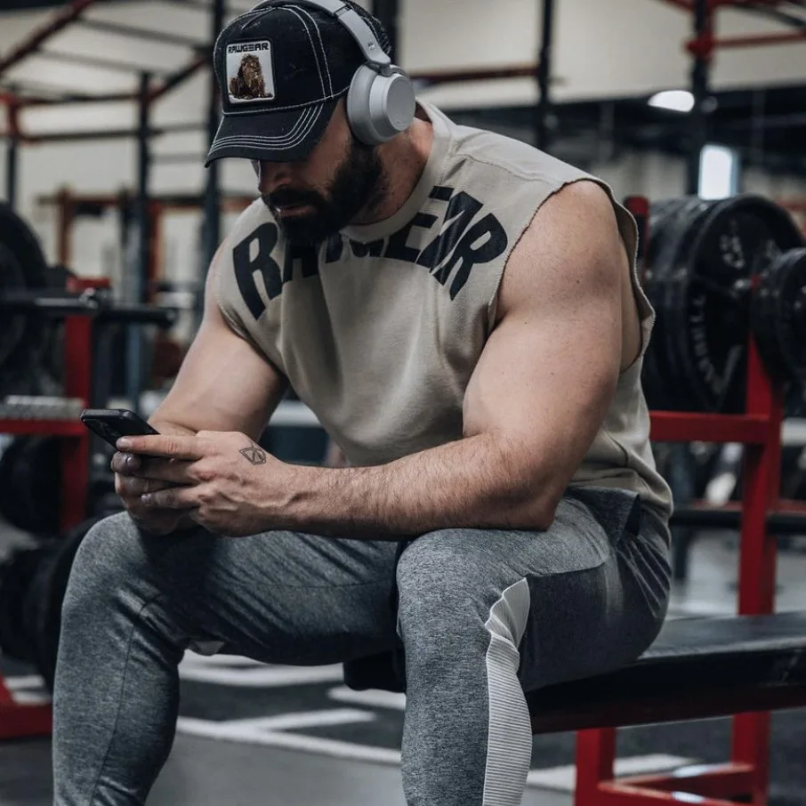 MATA FETYAN Men's Cotton Muscle Loose Waistcoat Sports Trend Fitness Tank Tops Training Sleeveless Men Tank Tops