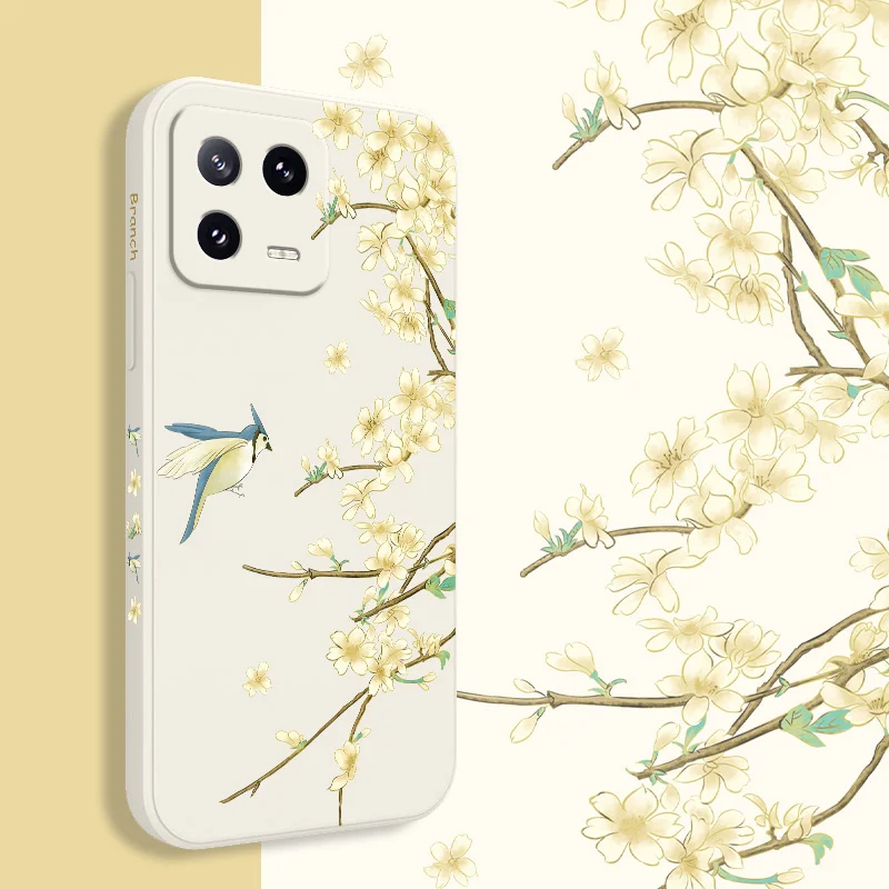 Plum Tree Branch Phone Case For Xiaomi Mi 14 14T 13 13T 12 12X 12T 12S 11 11T 10 10T 9 9T Pro Lite Liquid Silicone Cover