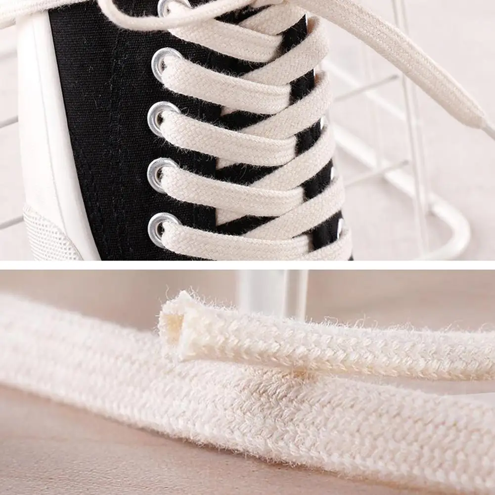 1Pair Shoelaces Classic Retro Double Weave Shoelace Canvas Cotton Flat Shoe Laces Sneaker Strings Bootlaces Sport Boot Shoe Lace