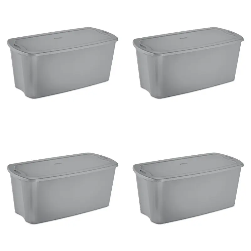 

Gallon Tote Box Plastic, Gray, Set of 4