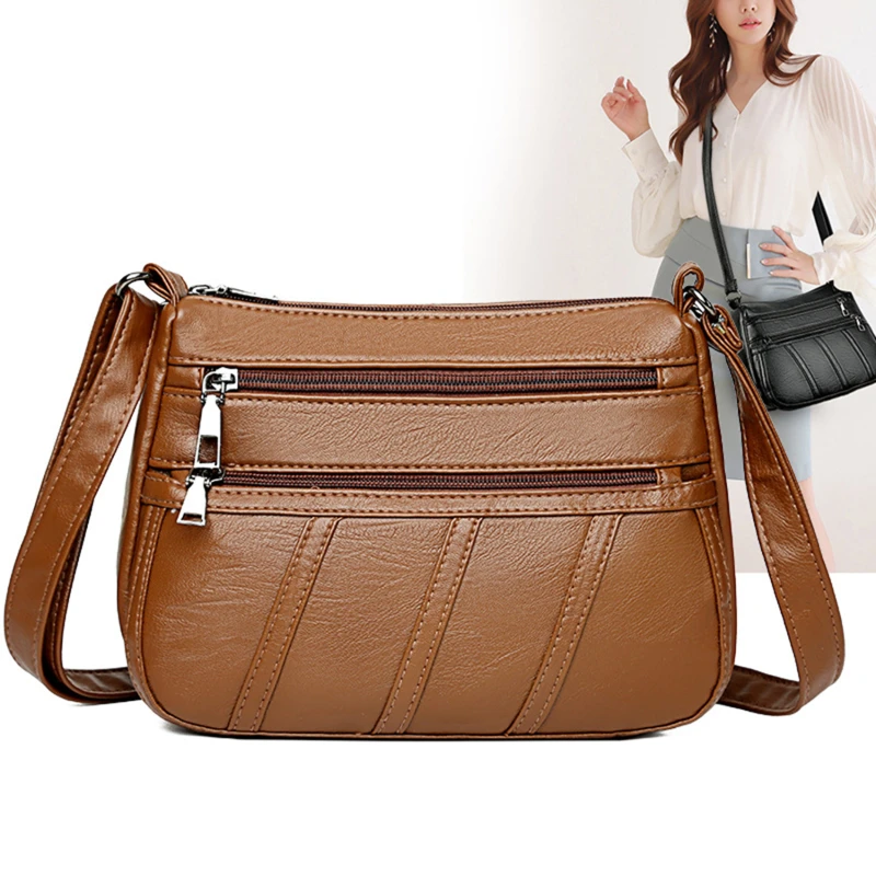 

Fashion Women Shoulder Bag PU Leather Simple Solid Messenger Crossbody Bags Mother Female Multi-Pocket Purse Handbags
