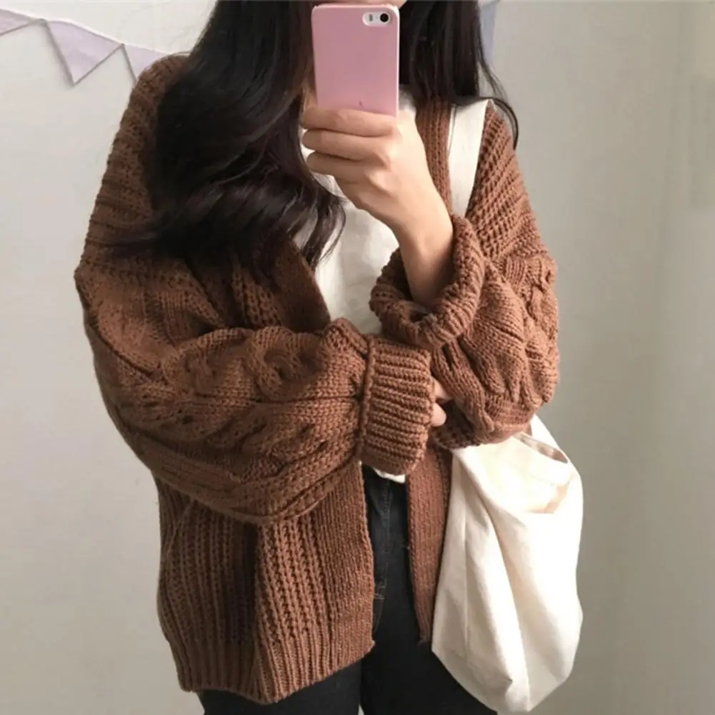 

Lady Cardigan Sweater Cozy Winter Knitted Cardigan Soft Elastic Stylish Sweater Jacket for Women Women Coat