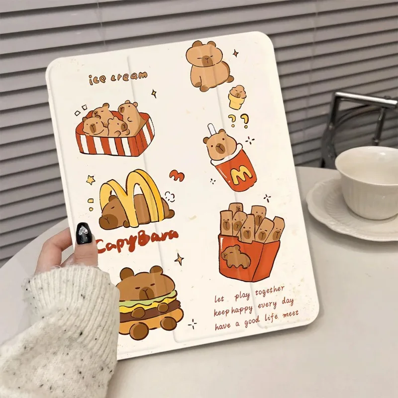 Смарт-чехол Hamburger Fries Capybara с вращением на 360 градусов для iPad Air 4 10 9 2020 5 IPad Air3 8-го