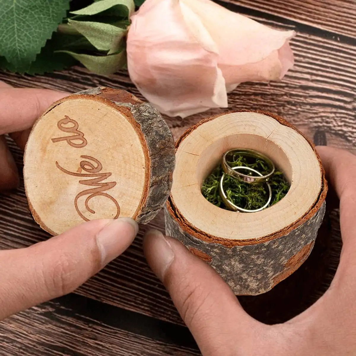 Wood Wedding Ring Bearer Box Rustic Country Wedding Ring Box We Do Personalized Ring Holder Engagement Marriage Wedding Decor images - 6