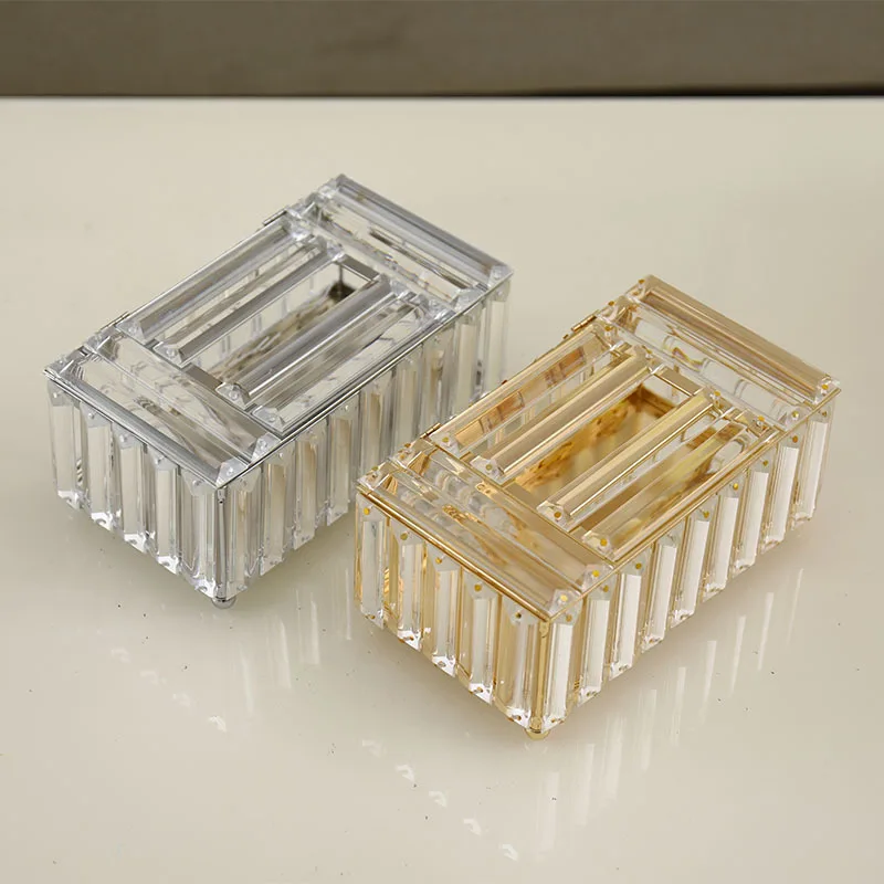 

Tissue Box Crystal Glass Luxury Container Desktop Storage Decoration Paper Towel Case Napkin Tray For Home Hotel