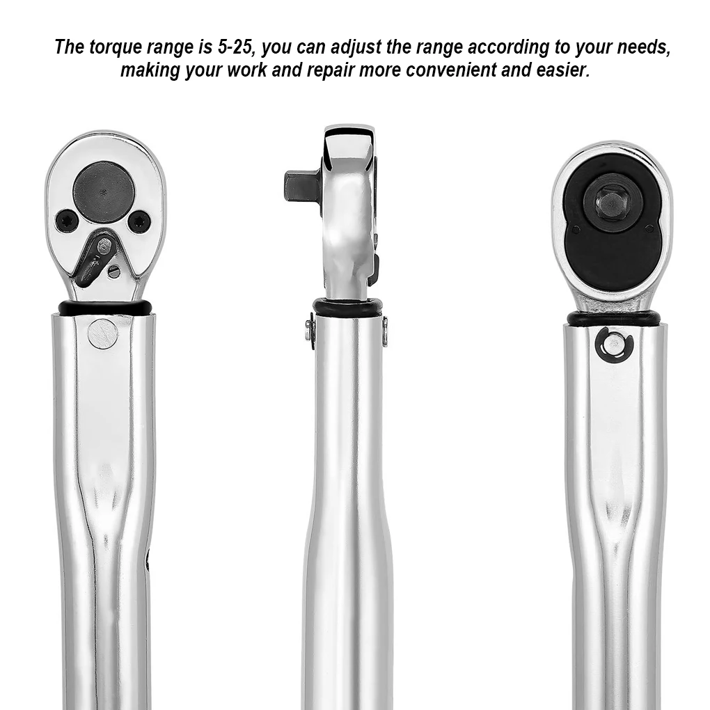 

Torque Wrench 1/4 Inch Double Ended 5-25 Ratcheting Spanner Metal Multifunctional Manual DIY Repairing Tool With Storage Box
